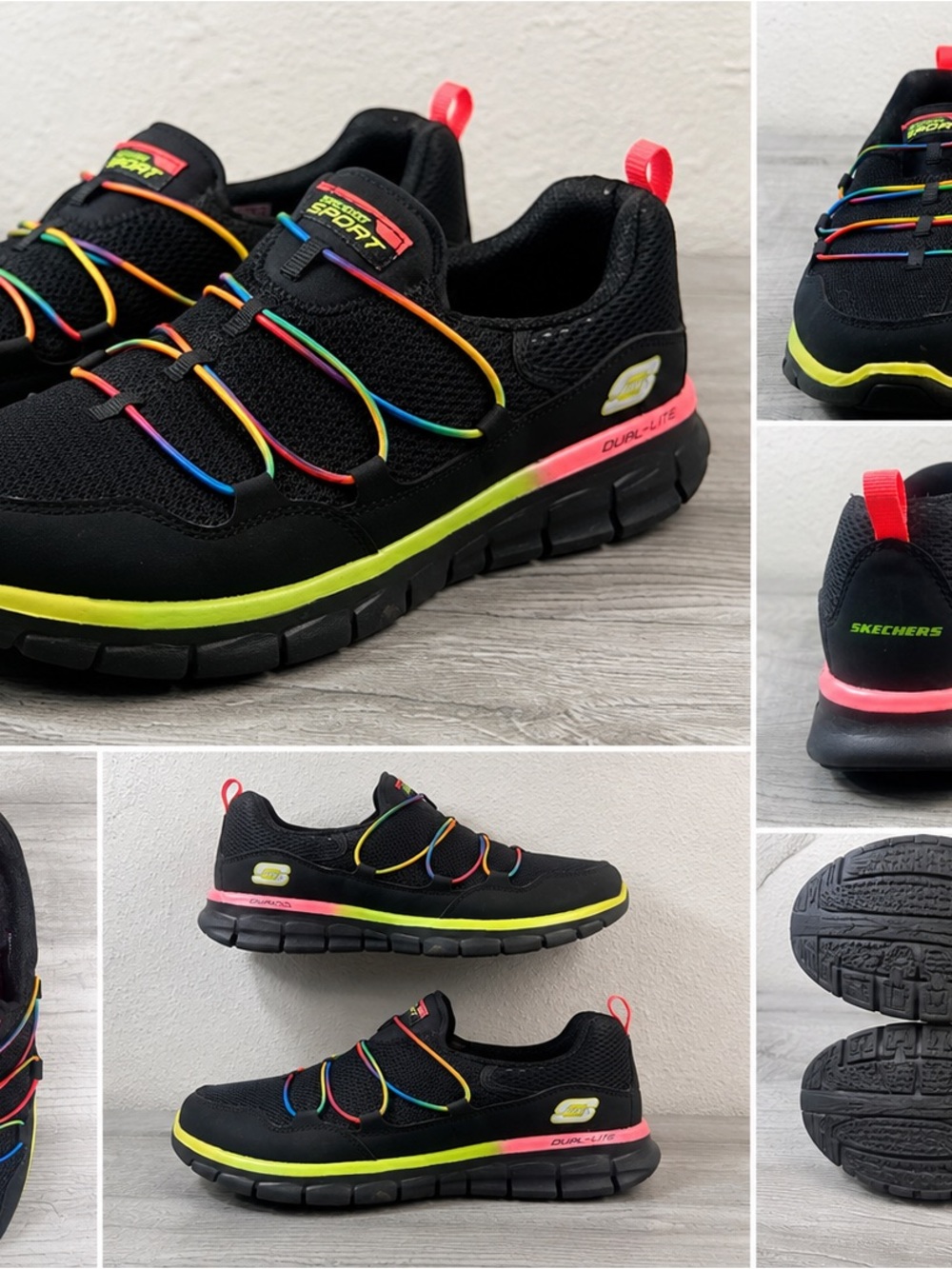 Skechers Dual-Lite Memory Foam Rainbow Lace Sneakers Women’s Size 8.5